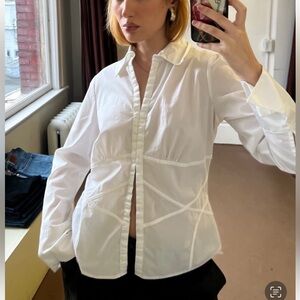Vintage tie up White Women's Button-Up Shirt